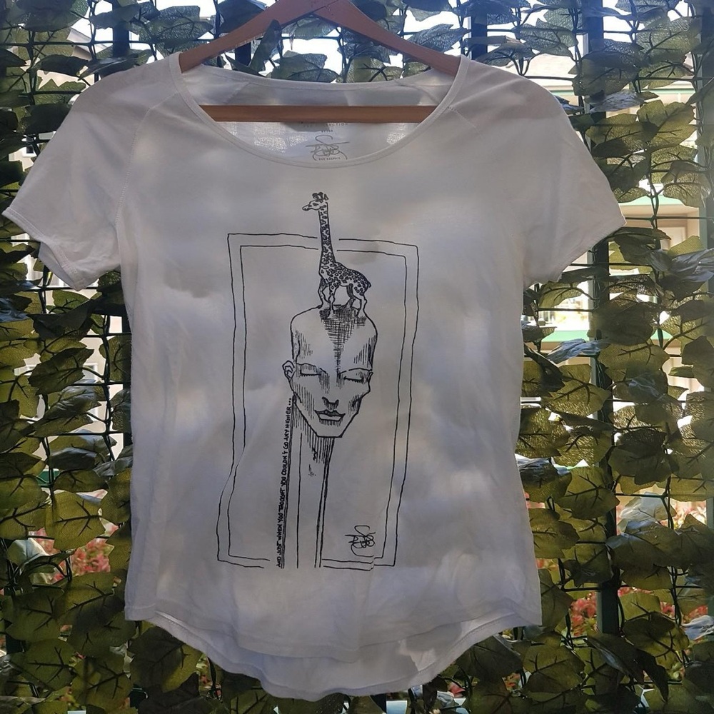 White graphic tee